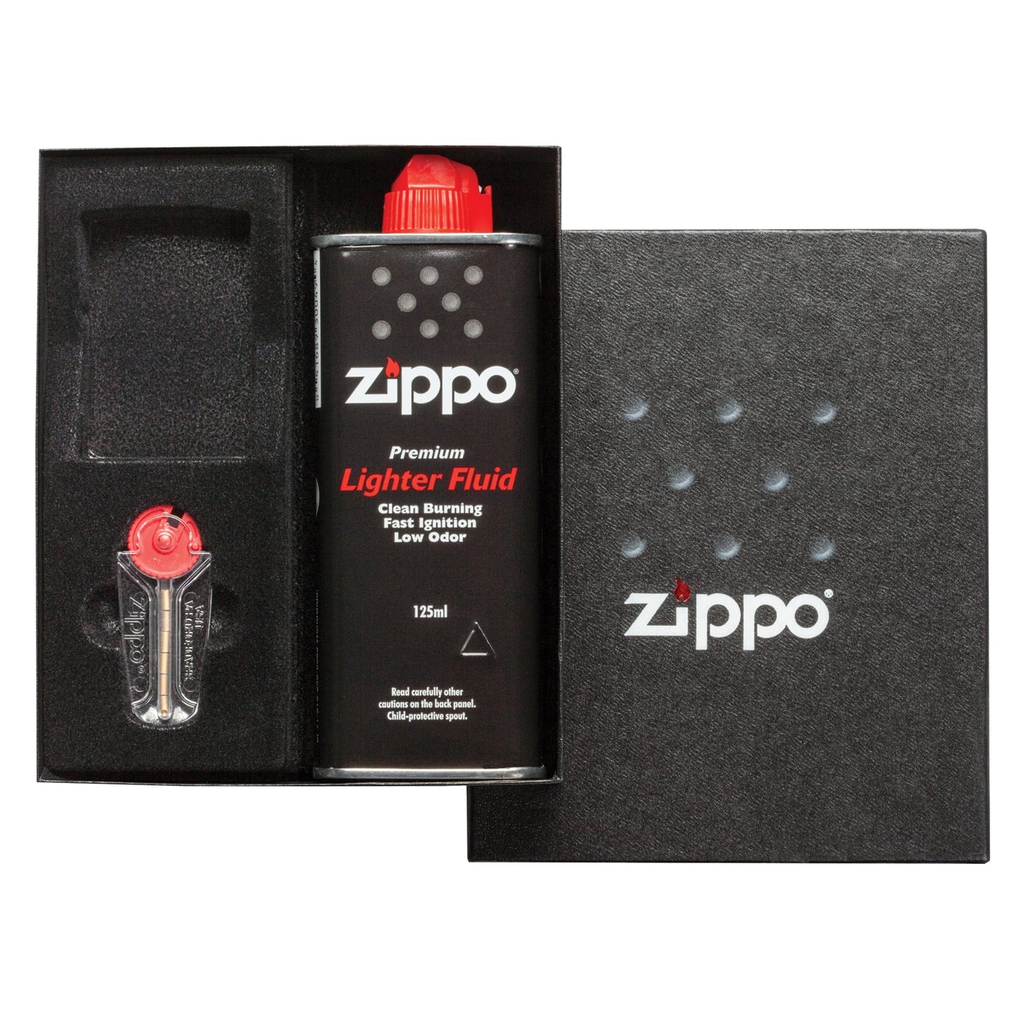 Kit regalo Zippo 50R con 6 pietre focaie e bomboletta combustibile 125ml in scatola