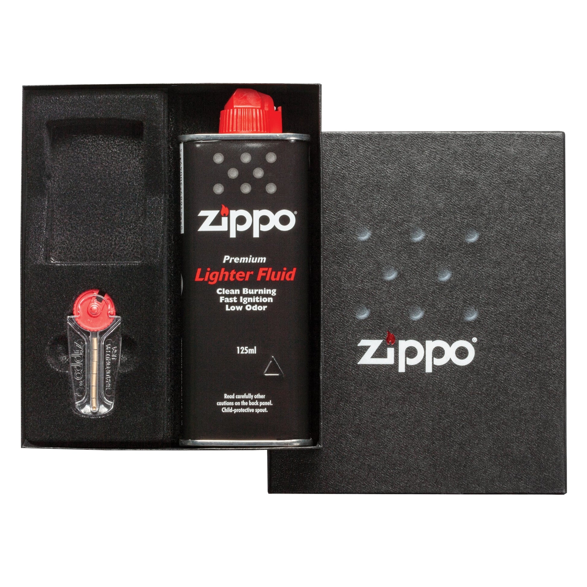 Kit regalo Zippo 50R con 6 pietre focaie e bomboletta combustibile 125ml in scatola