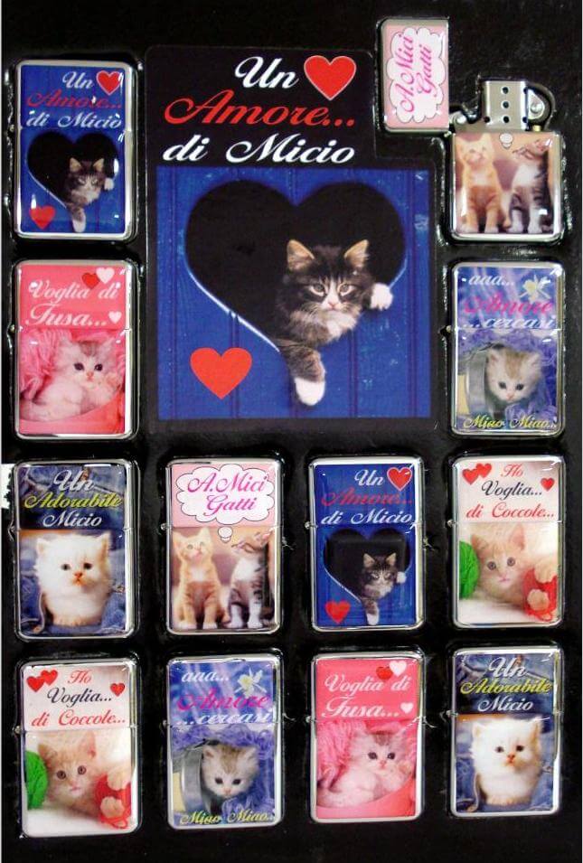 ACCENDINO TIPO ZIPPO GATTI (12PZ)