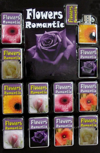 ACCENDINO TIPO ZIPPO FIORI (12PZ)