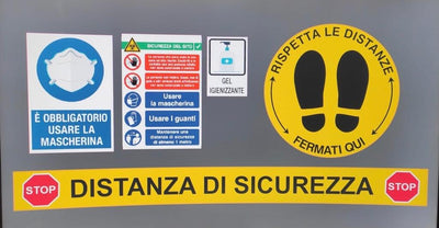 KIT ADESIVI PRESCRIZIONI SICUREZZA ANTI-COVID (10PZ)