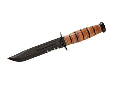 Ka-Bar USMC Fighting/Utility 1218 Combo lama 1095 Cro-Van 17,8 cm manico pelle fodero cuoio - vista principale