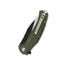 Vista manico G-10 verde QSP Snipe con clip reversibile