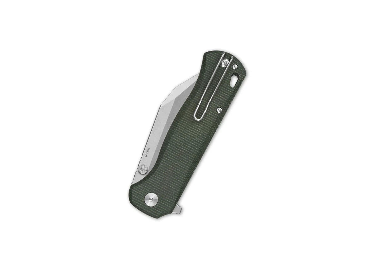 Vista manico micarta verde QSP Swordfish flipper perno pollice