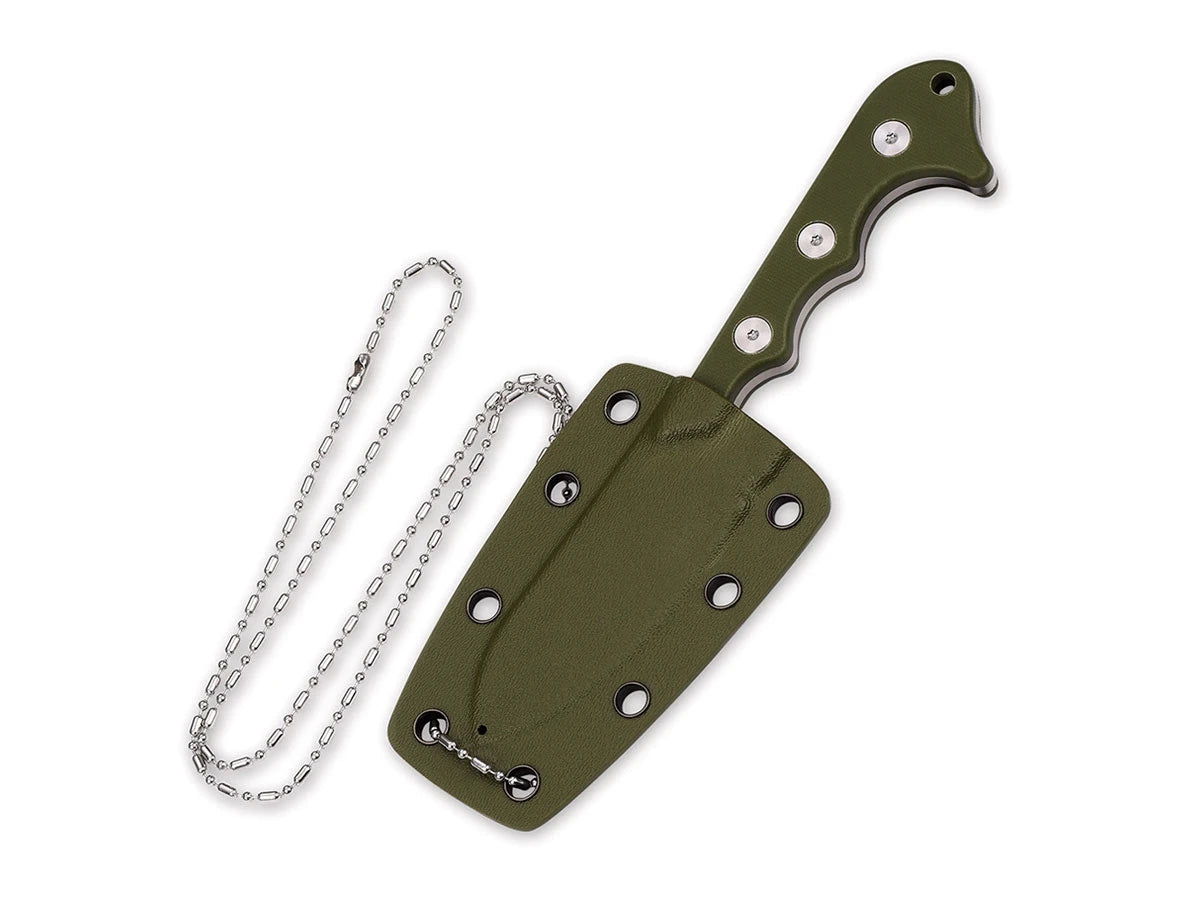 Fodero Kydex coltello da collo QSP Neckmuk verde con foro catena