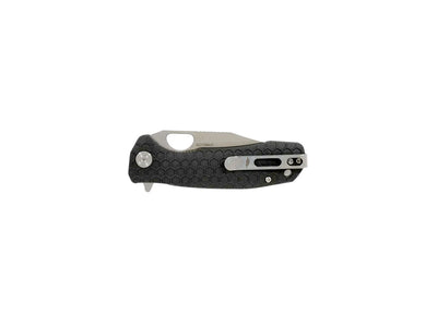 Honey Badger Clip Point Small HB4075 nero, dettaglio manico FRN e flipper