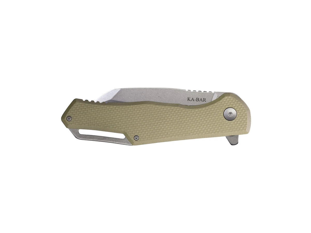 Ka-Bar Jarosz Wharncliff 7508 dettaglio lama AUS-8A G-10 titanio Flipper Jesse Jarosz