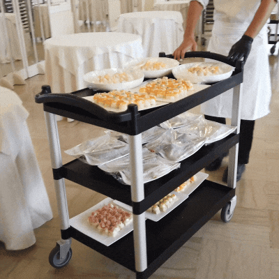 Cambro Carrello di Servizio 3 Piani Alluminio e Polipropilene Nero 101,5x54 cm H 95 cm