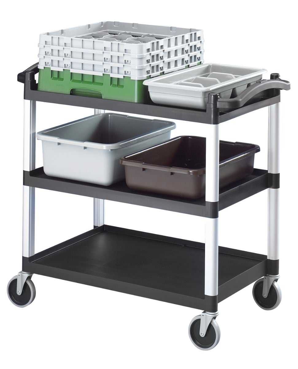 Cambro Carrello di Servizio 3 Piani Alluminio e Polipropilene Nero 101,5x54 cm H 95 cm