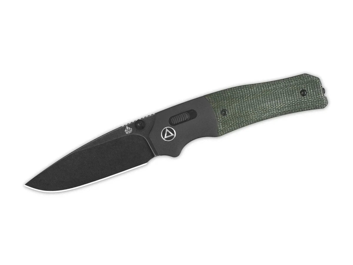 Coltello EDC QSP Vault Micarta 14C28N black stonewash verde QS157-B2