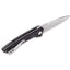 Dettaglio lama 14C28N satin QSP Leopard micarta nera 7,7 cm