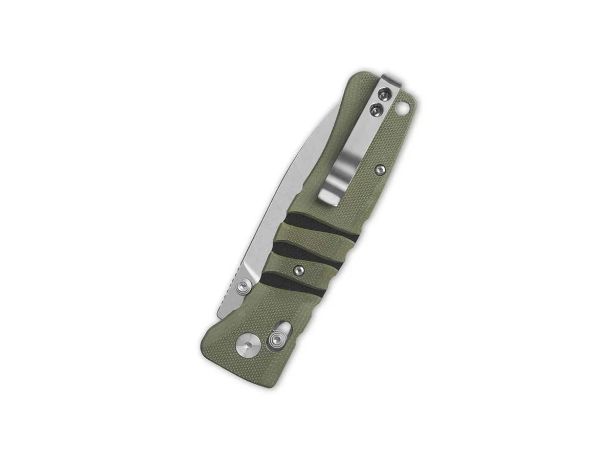 Dettaglio manico G-10 verde/nero QSP Ripley glyde lock 102 g