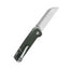 Dettaglio lama sheepsfoot D2 satin/stonewash QSP Penguin V2 verde