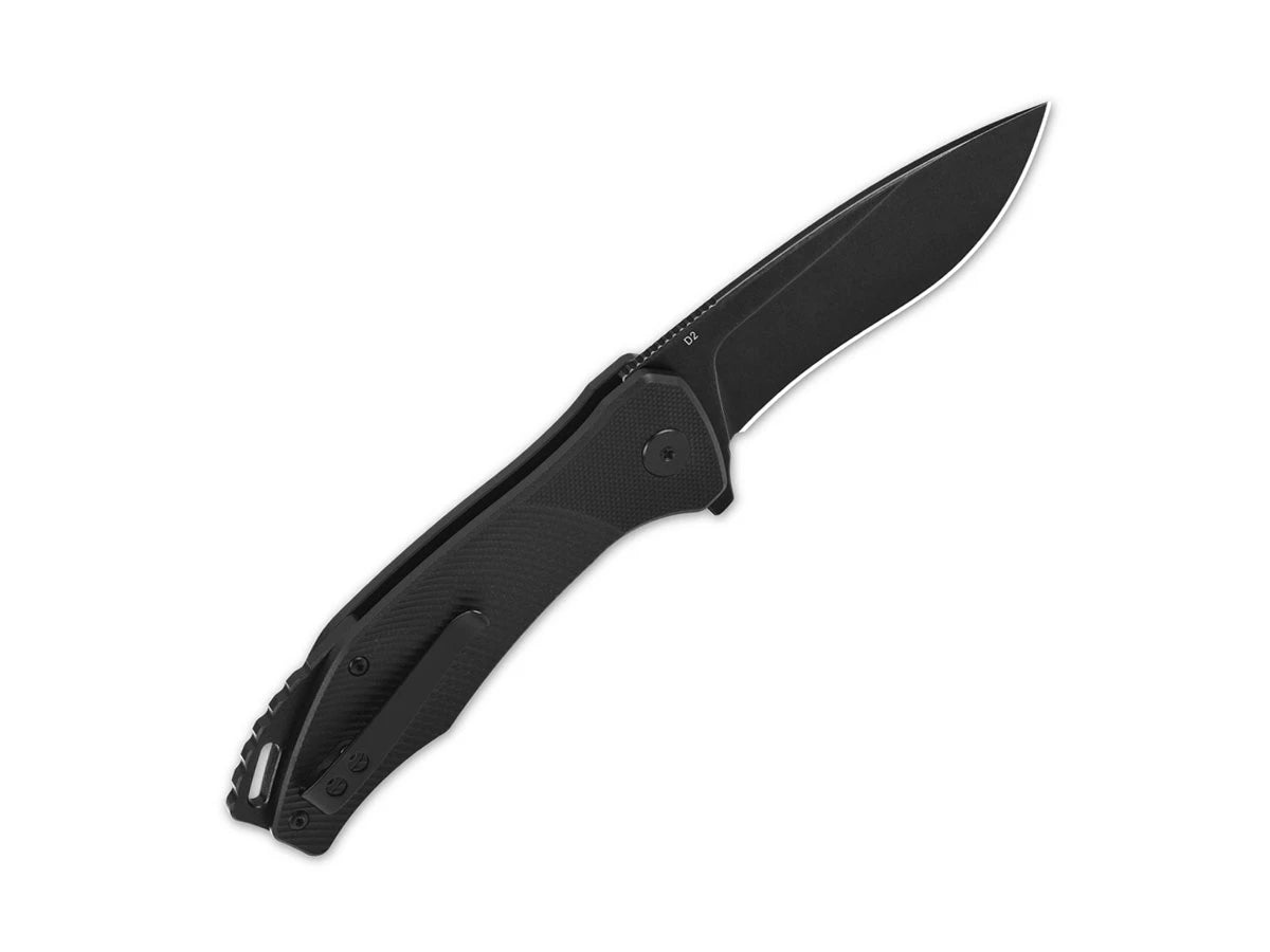 Dettaglio lama D2 stonewash QSP Raven nero 8,6 cm