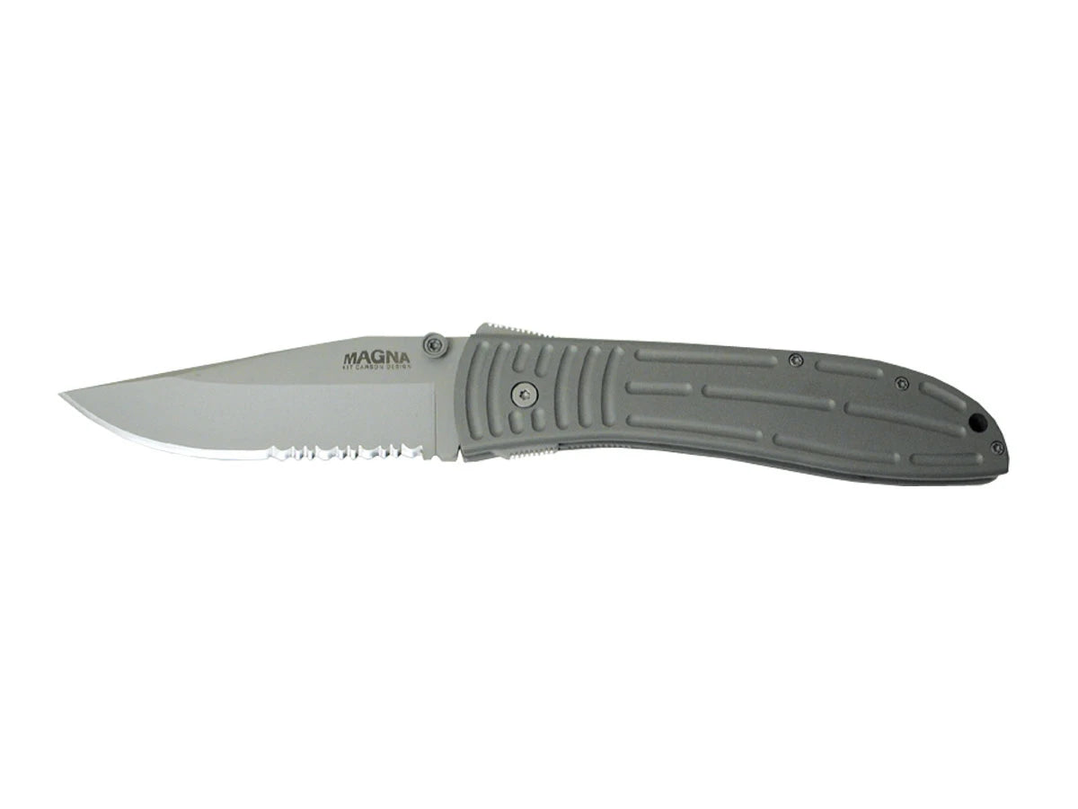 Outdoor Edge Magna Aluminum Serrated acciaio AUS-8A manico alluminio lama 10,2 cm totale 23,6 cm Liner Lock Kit Carson Taiwan