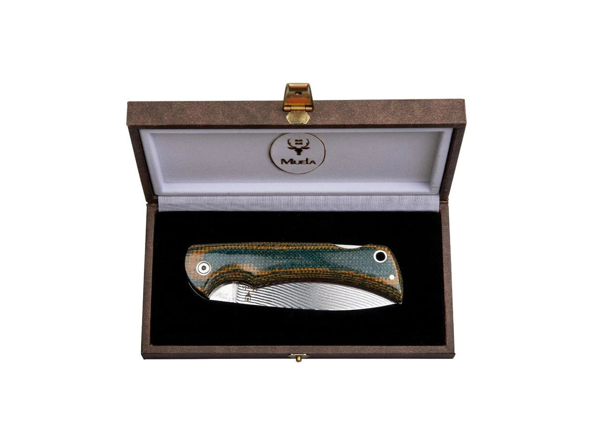 Muela FOLDING MICARTA GREEN DAMASCUS BX-9G.DX