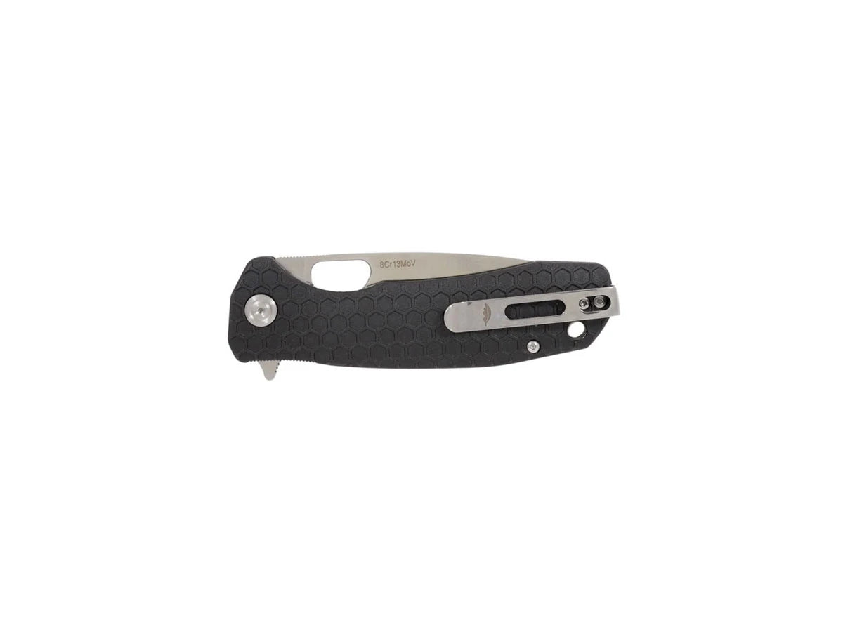 Honey Badger Drop Point Medium HB1011 nero, dettaglio manico FRN e clip