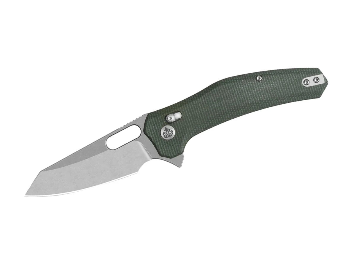 Coltello EDC QSP Emu Micarta 14C28N stonewash verde QS164-B1