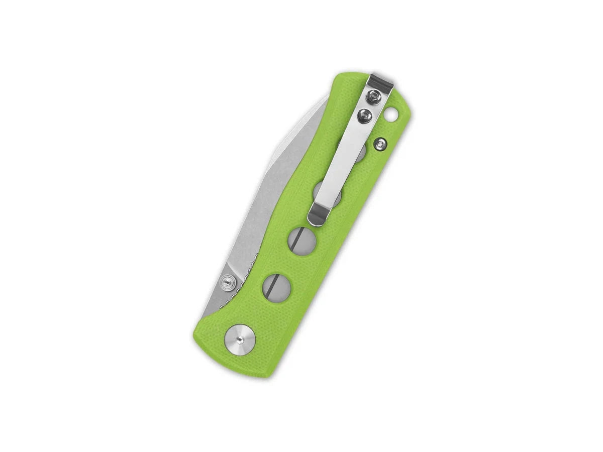 Dettaglio manico G-10 neon QSP Canary Folder liner lock ceramic bearing