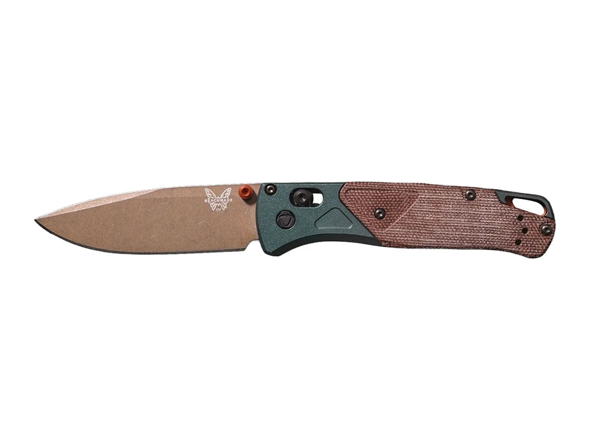 Benchmade BUGOUT 535FE-2602 TAIGA GREEN ALUMINIUM / BROWN CANVAS MICARTA