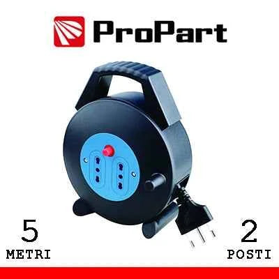 Avvolgicavo 2pos bipasso 5metri spina16A nero