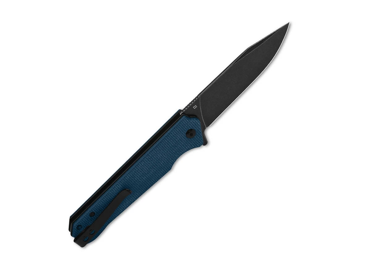 Dettaglio lama D2 stonewash coltello QSP Mamba V2 STW blu