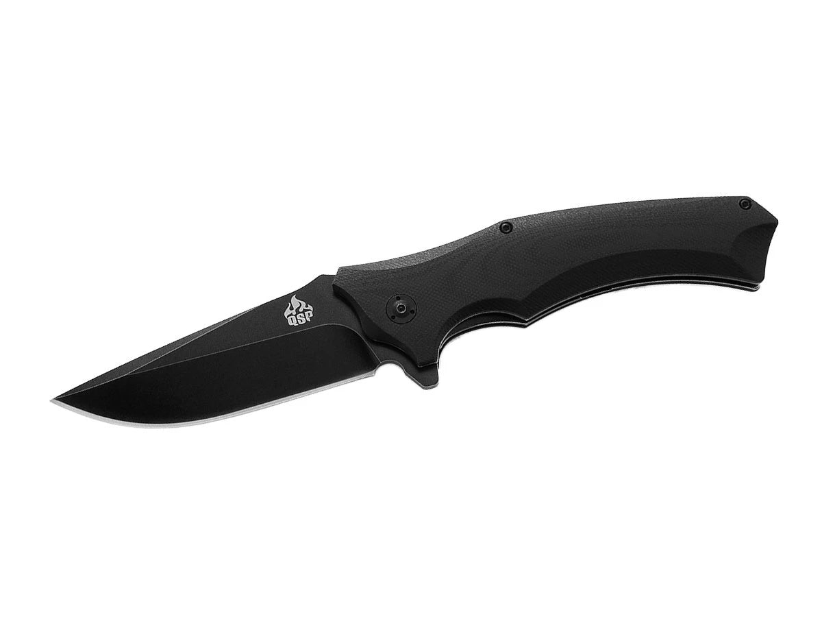 QSP Sthenia G-10 STW QS101-A – coltello 440C stonewashed manico G-10 nero