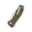Vista manico G-10 verde QSP Raven liner lock ceramic bearing