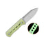 Dettaglio lama drop point 14C28N QSP Canary Resin glow 6,3 cm