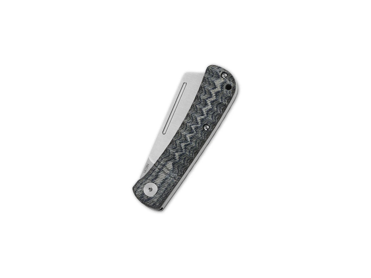 Vista manico micarta blu denim QSP Hedgehog copper washer clip