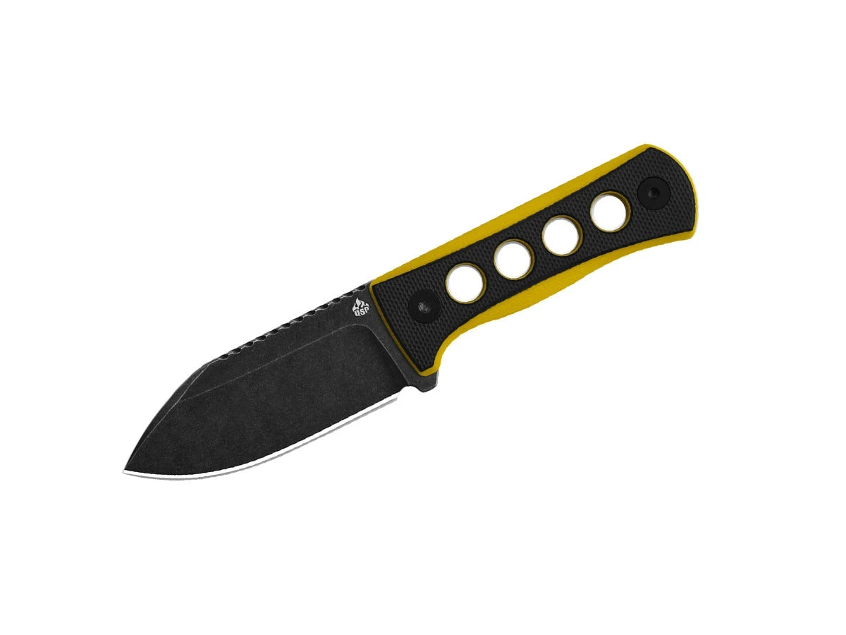 Coltello da collo QSP Canary G-10 14C28N black stonewash nero/giallo QS141-A2