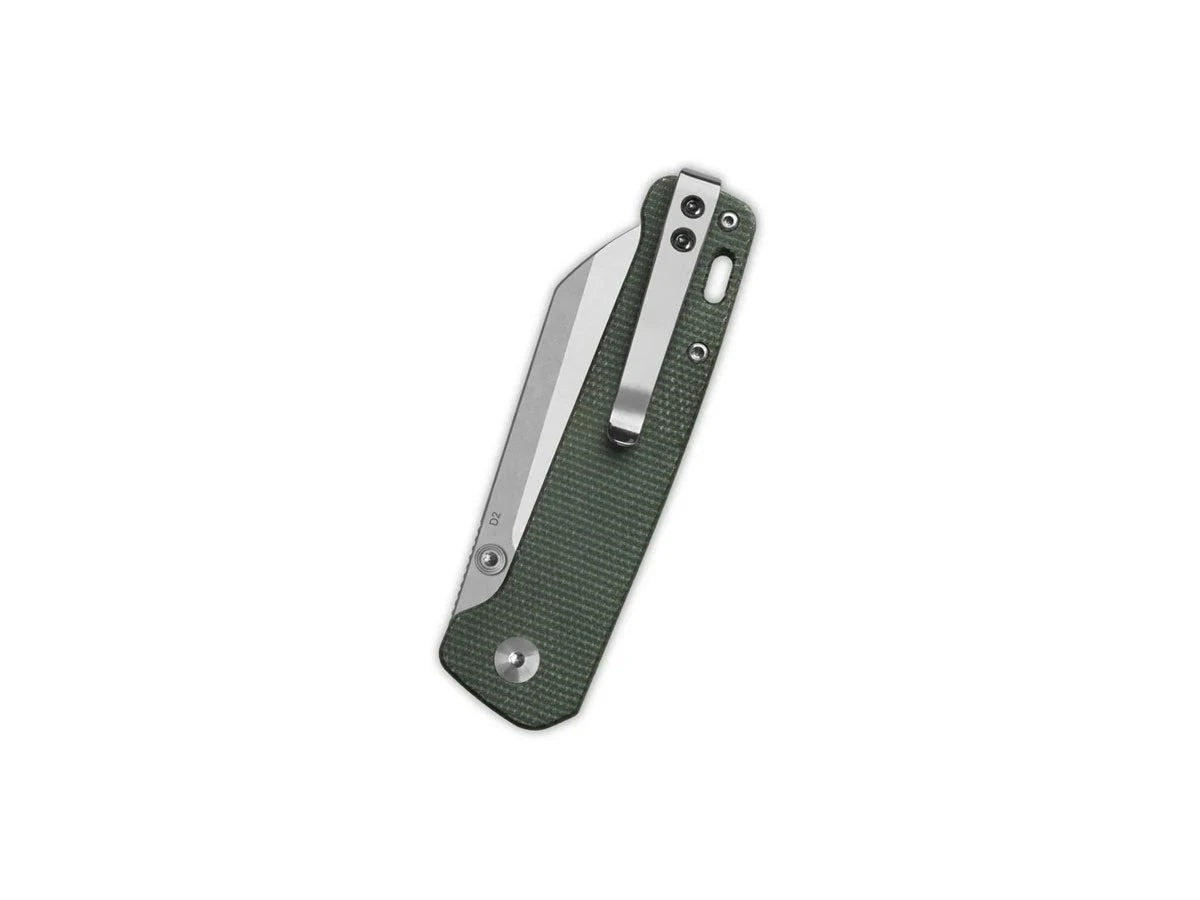 Vista manico micarta verde QSP Penguin V2 liner lock ceramic