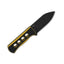 Dettaglio lama drop point 14C28N black QSP Canary G-10 nero/giallo