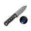 Dettaglio lama Damascus QSP Canary CF triturata blu glow-in-the-dark