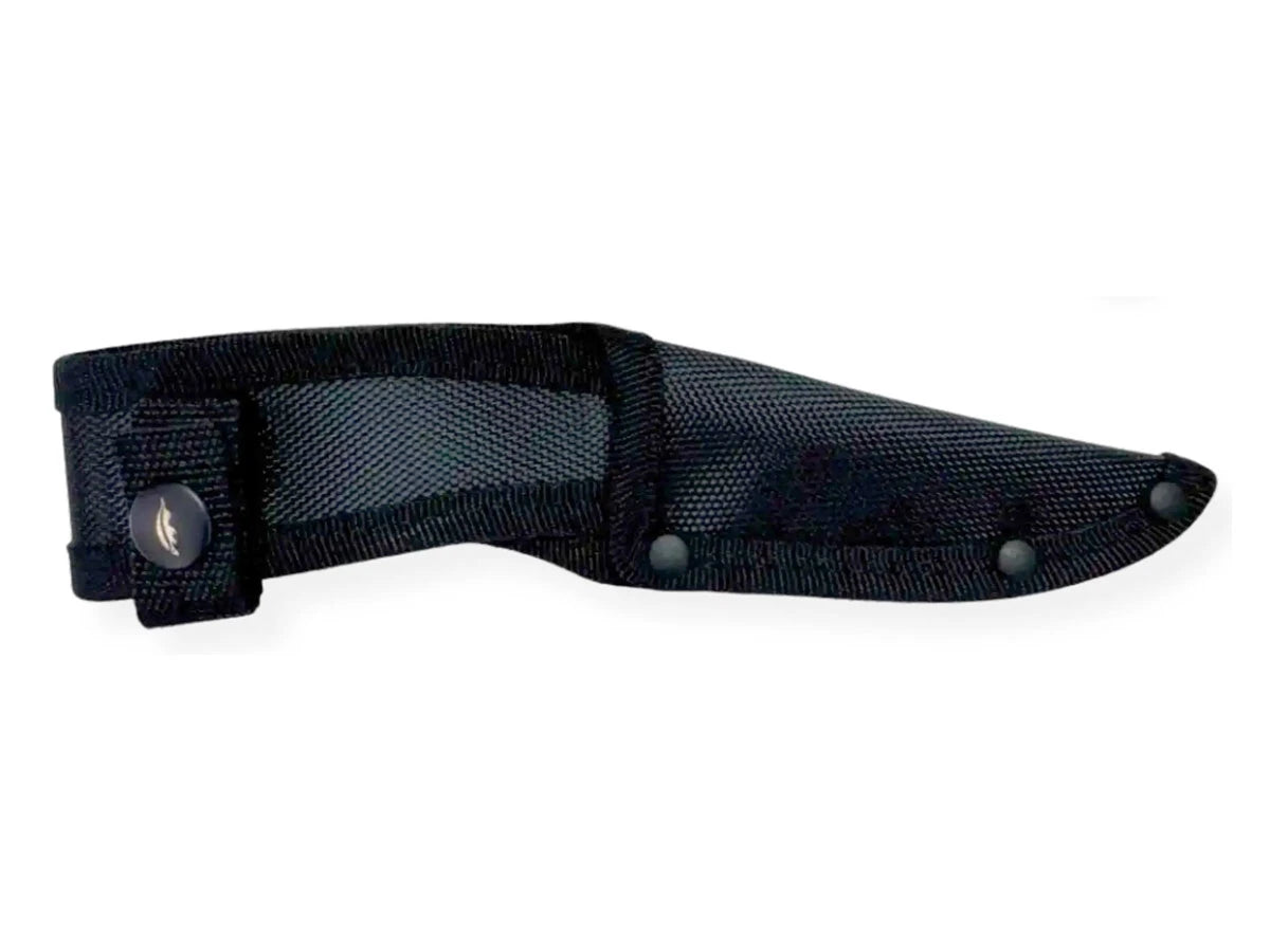 Honey Badger Outfitter HB5301 nero, dettaglio lama drop point e fodero