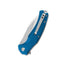 Vista manico G-10 blu QSP Snipe con clip reversibile