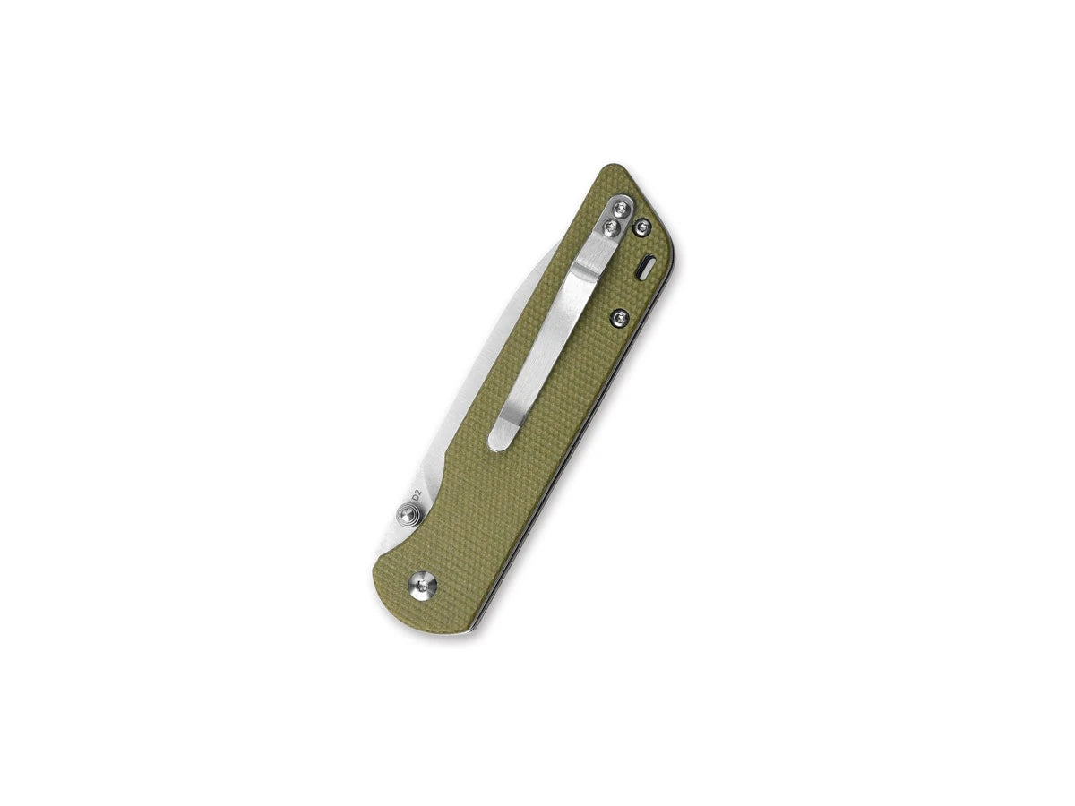 QSP Parrot Micarta D2 QS102-G Green – clip reversibile e lama D2