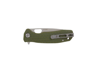 Honey Badger Drop Point Large HB1003 verde, dettaglio manico FRN e clip
