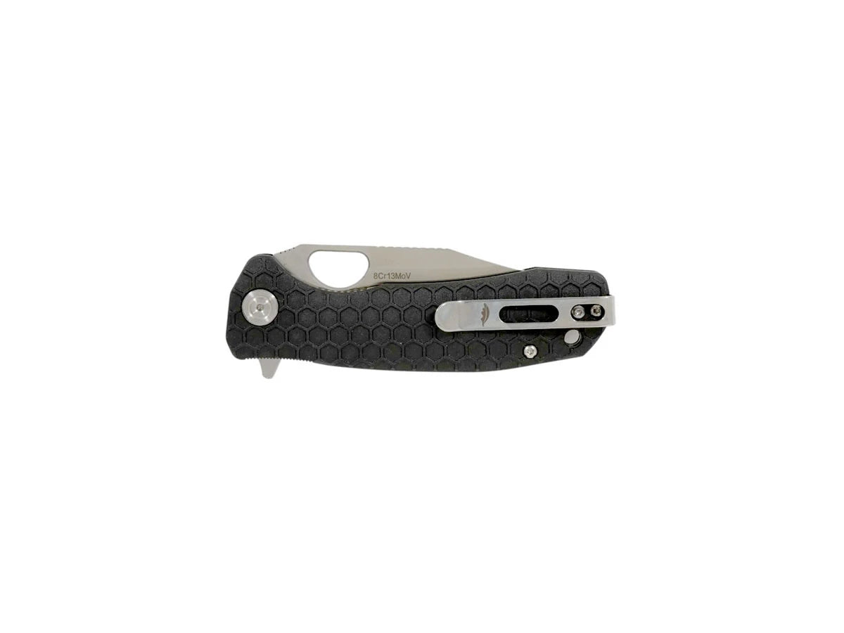 Honey Badger Clip Point Medium HB4069 nero, dettaglio manico FRN e flipper