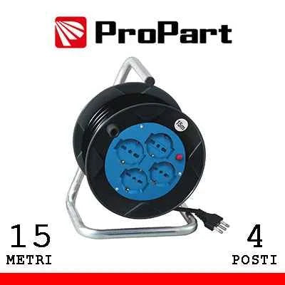 Avvolgicavo 4pos bipasso/schuko 15metri spina16A nero