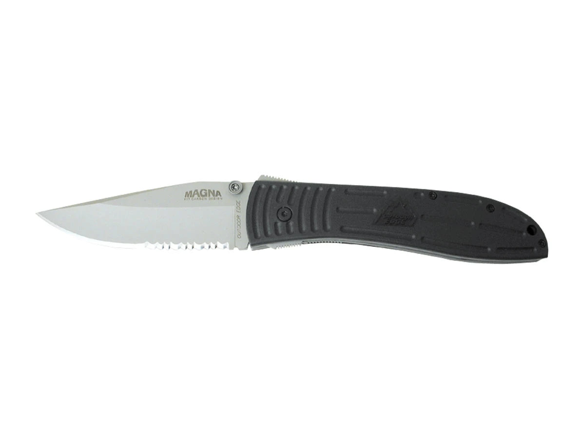 Outdoor Edge Magna Zytel Serrated acciaio AUS-8A manico Zytel lama 10,2 cm totale 23,6 cm Liner Lock Kit Carson Taiwan