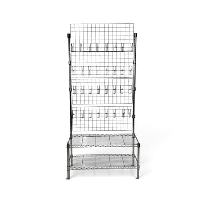 Metallika Espositore Porta Blister H 182 cm con 2 Ripiani 45 × 90 cm e 32 Ganci