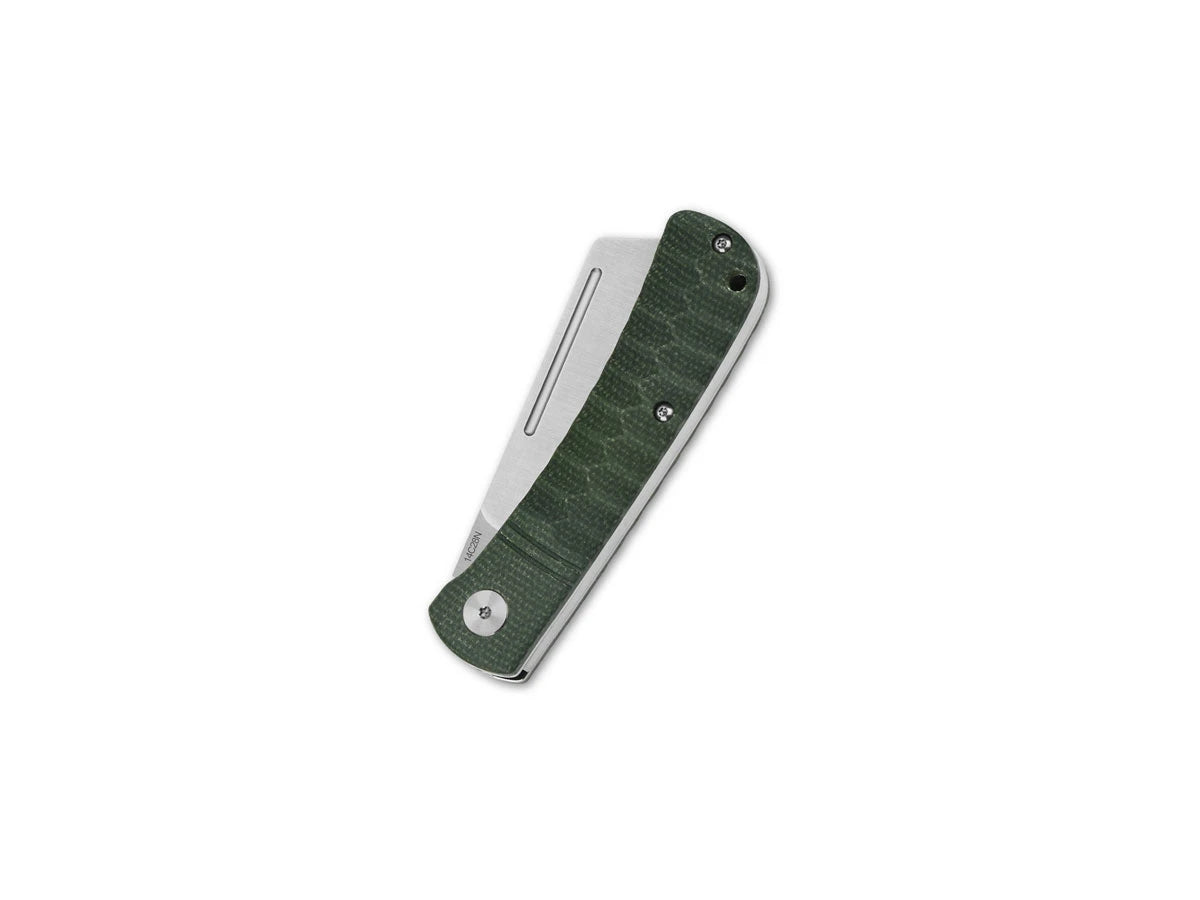 Vista manico micarta verde QSP Hedgehog copper washer clip
