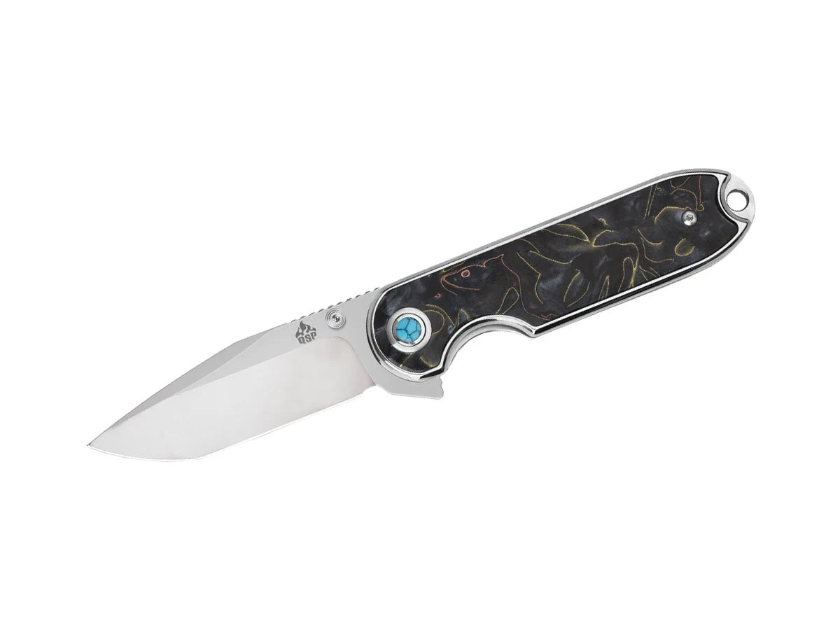 Coltello EDC QSP Nebula Resin acciaio-resina rame 14C28N flipper QS168-E