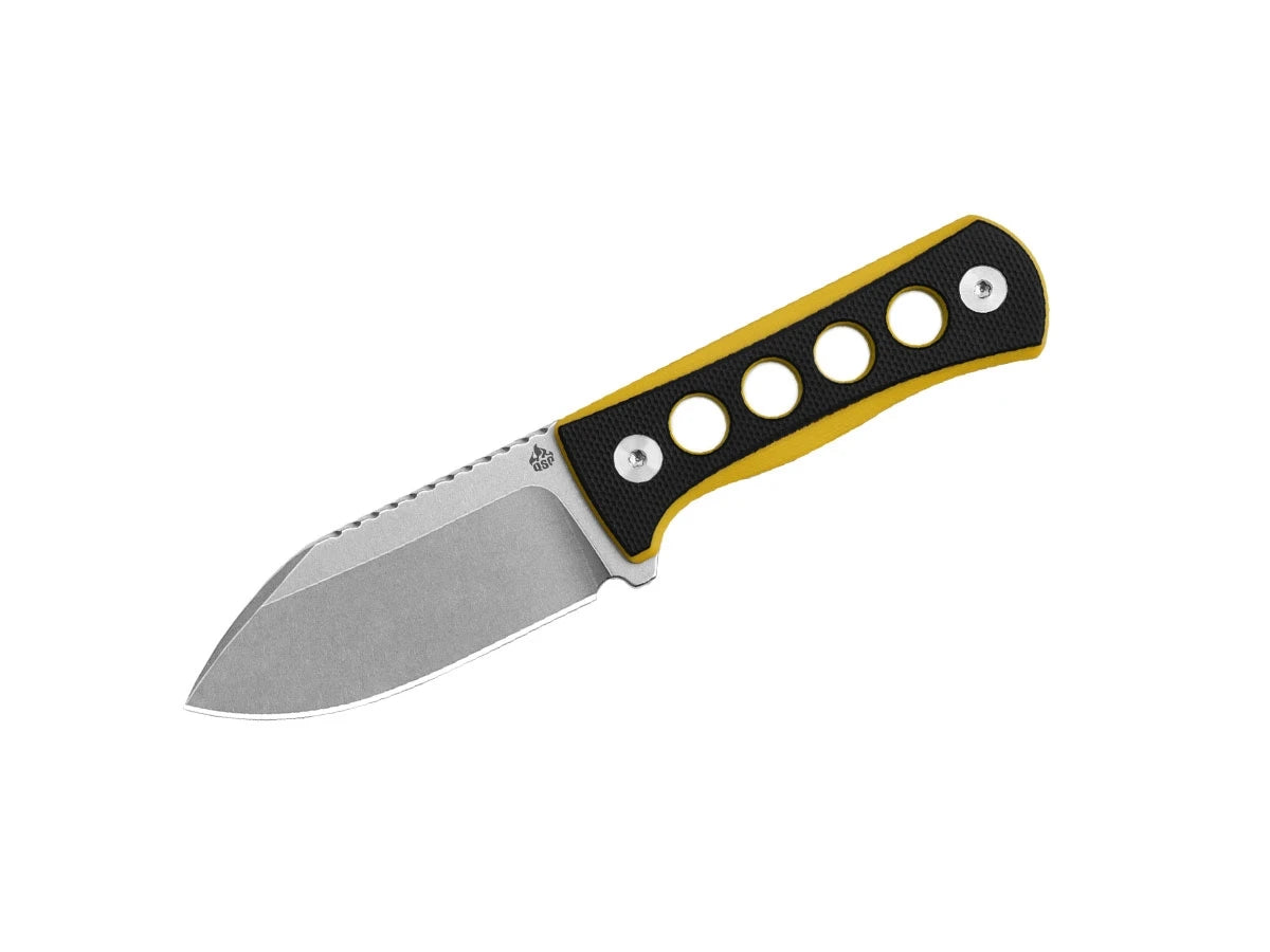 Coltello da collo QSP Canary G-10 14C28N stonewash nero/giallo QS141-A1