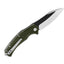 Dettaglio lama D2 black/satin QSP Snipe verde flipper