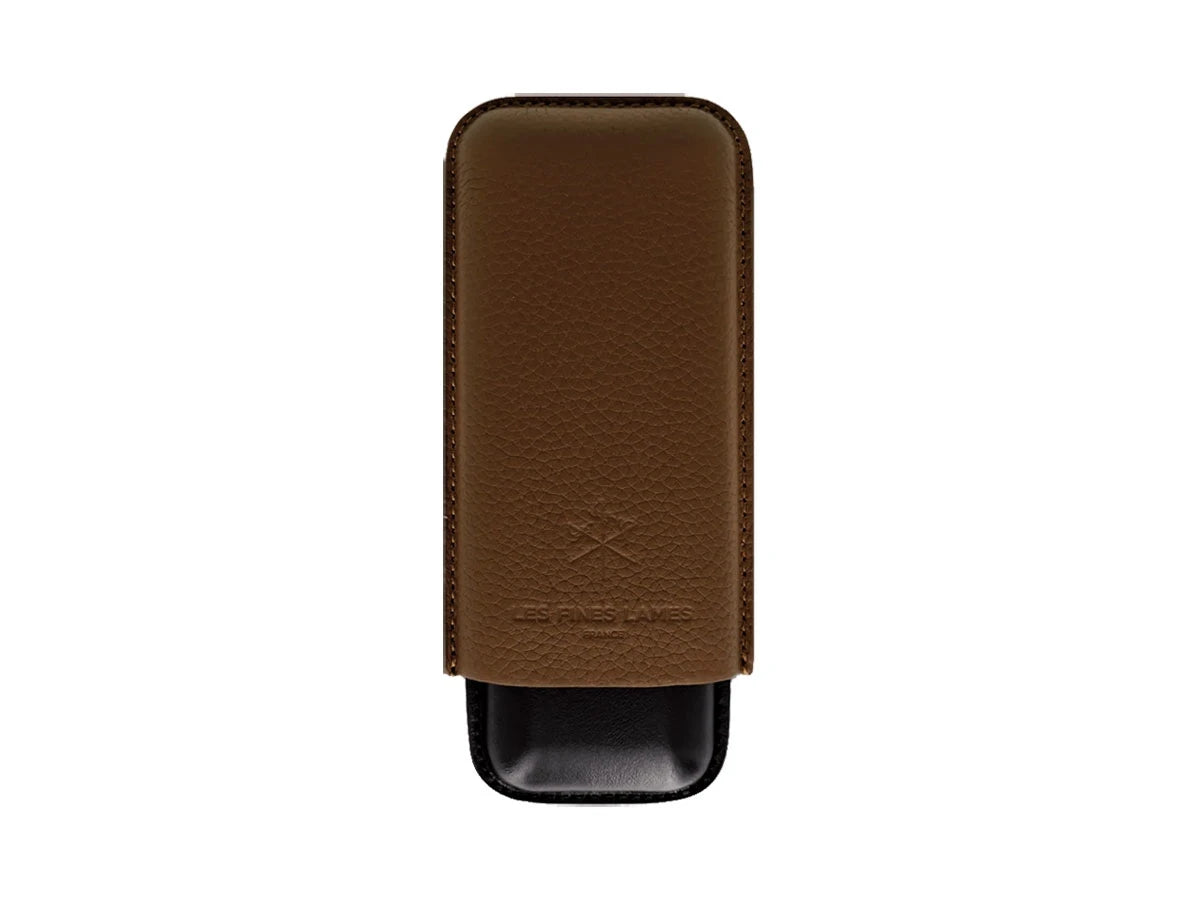 Les Fines Lames CIGAR CASE DUO BROWN PEBBLE