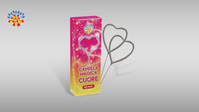 0203A - CANDELA MAGICA CUORE BORGONOVO da 10 candeline -  MASSA ATTIVA 1,5 gr CAT.EU F1