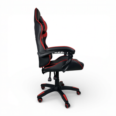 Powerlan Turan Sedia Gaming Reclinabile in Ecopelle Rossa e Nera con 2 Cuscini