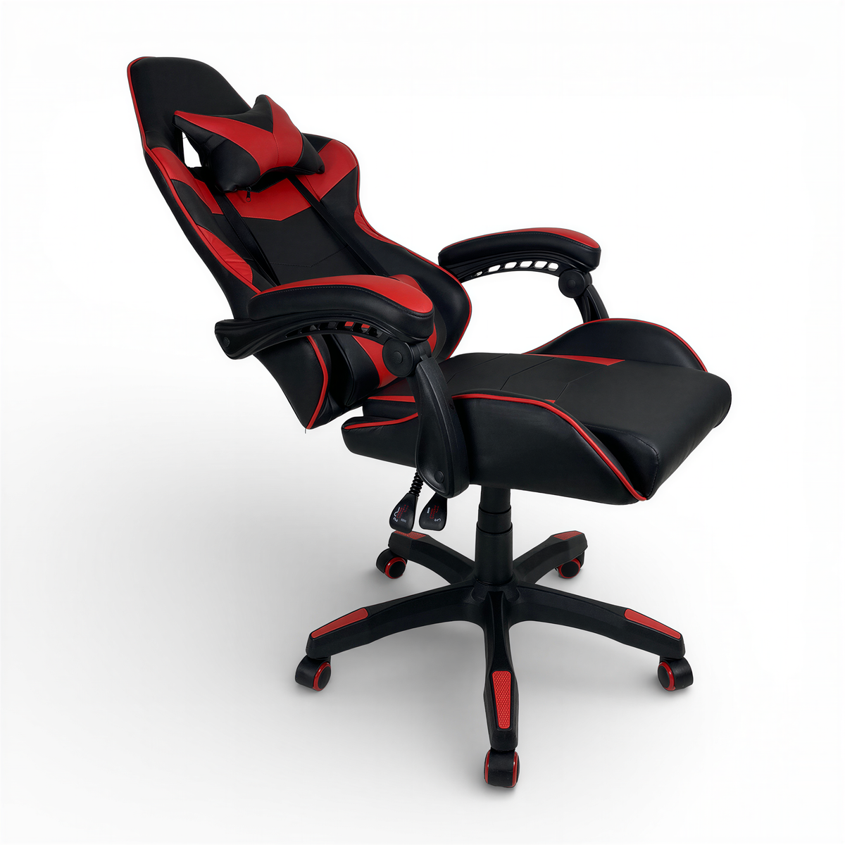 Powerlan Turan Sedia Gaming Reclinabile in Ecopelle Rossa e Nera con 2 Cuscini